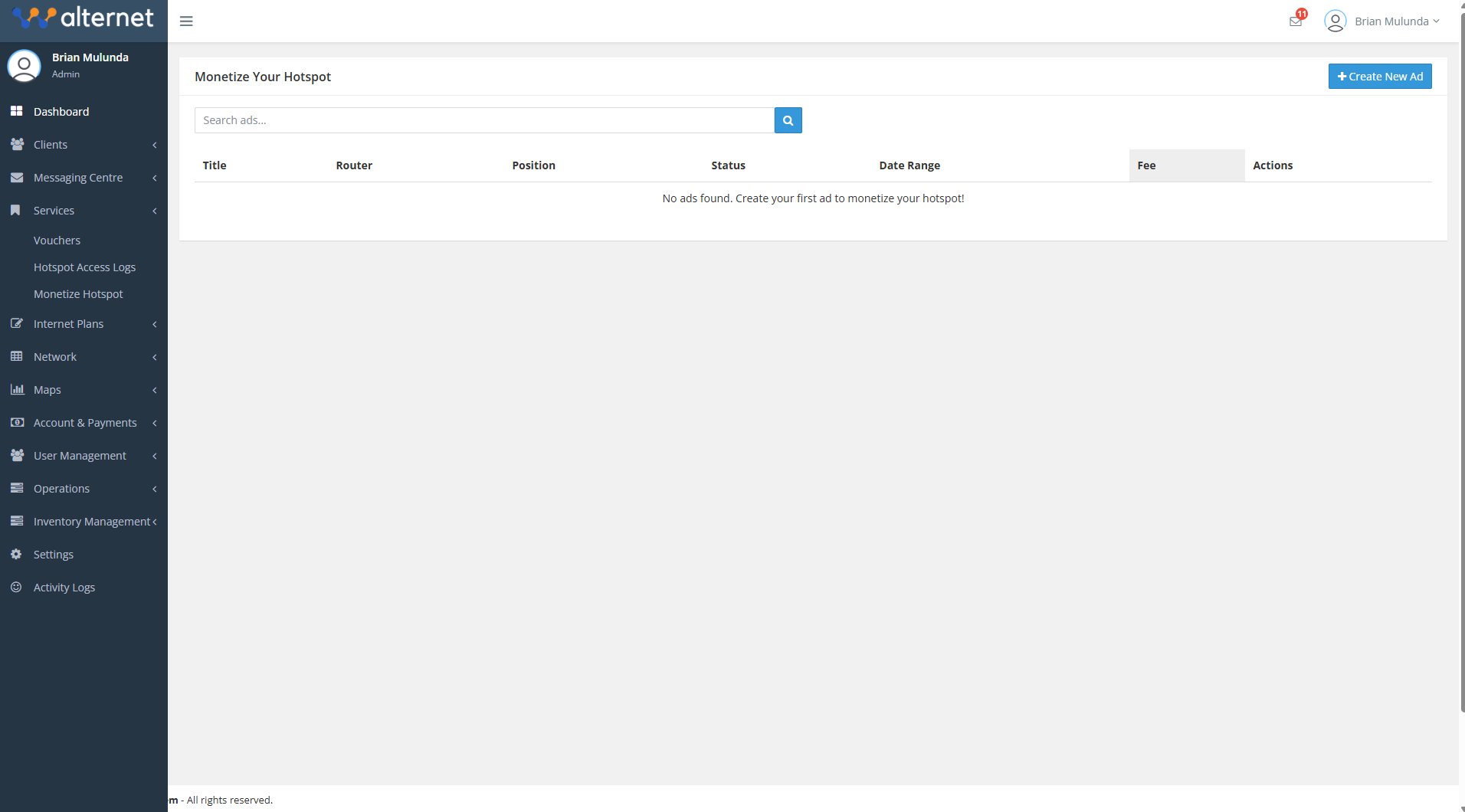 Hotspot Monetization (Ads)